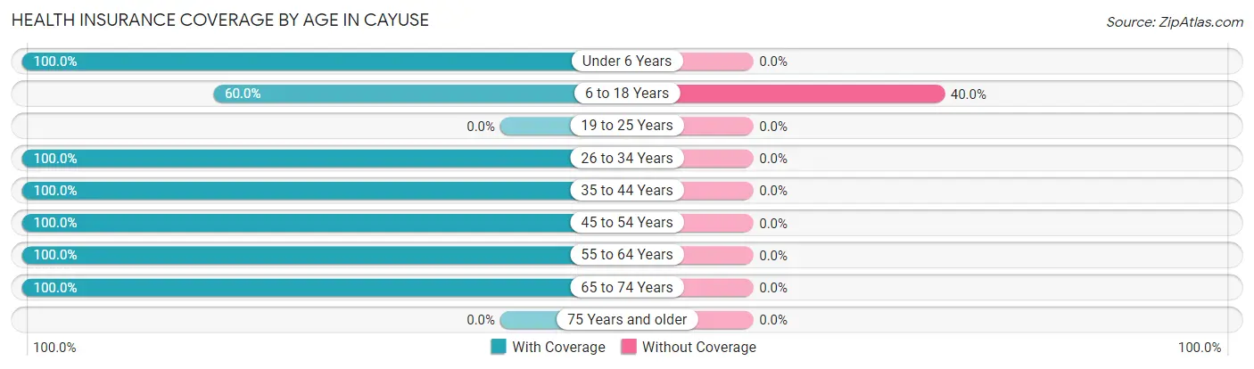 Health Insurance Coverage by Age in Cayuse