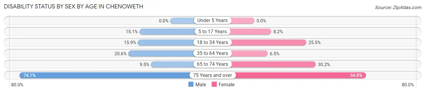 Disability Status by Sex by Age in Chenoweth