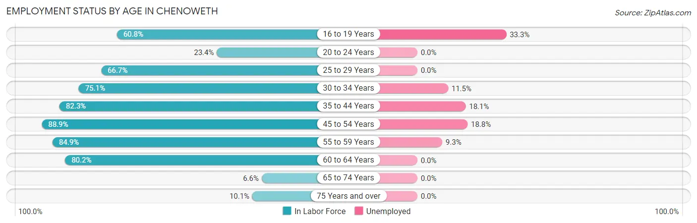 Employment Status by Age in Chenoweth