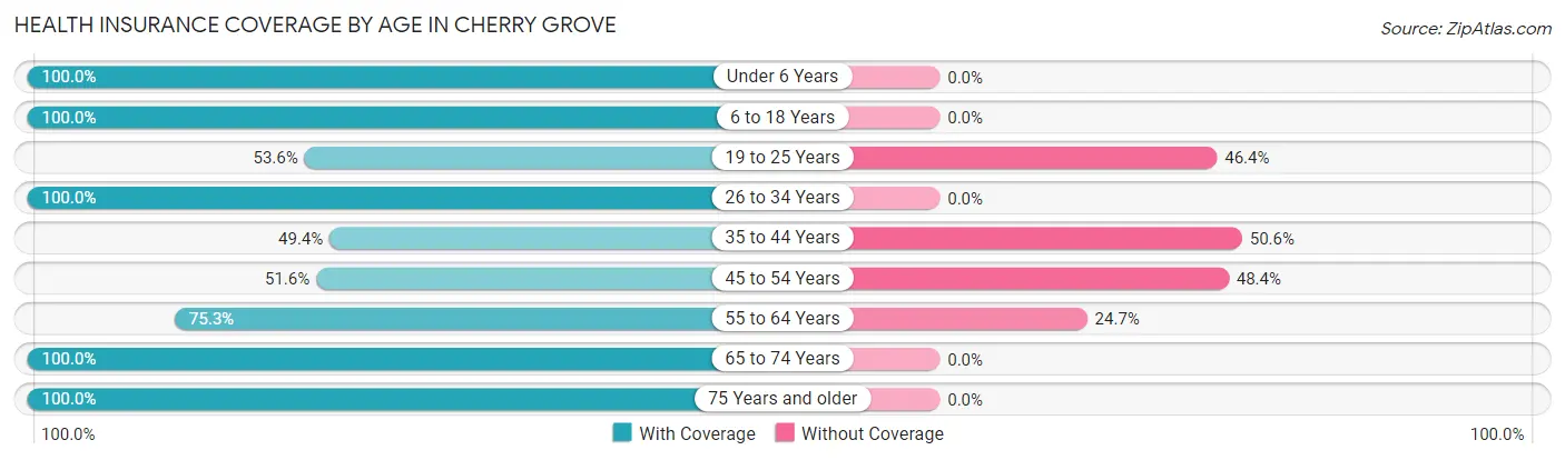 Health Insurance Coverage by Age in Cherry Grove