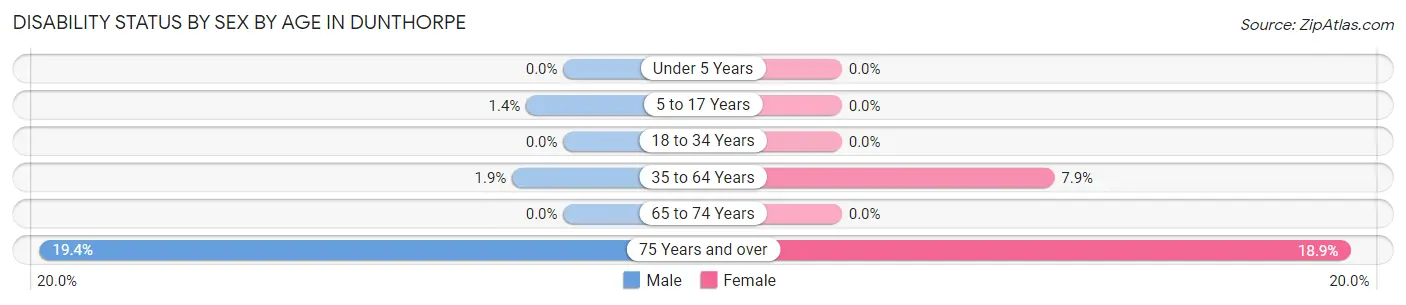 Disability Status by Sex by Age in Dunthorpe