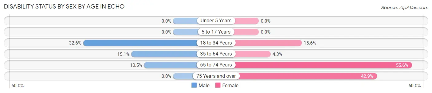 Disability Status by Sex by Age in Echo