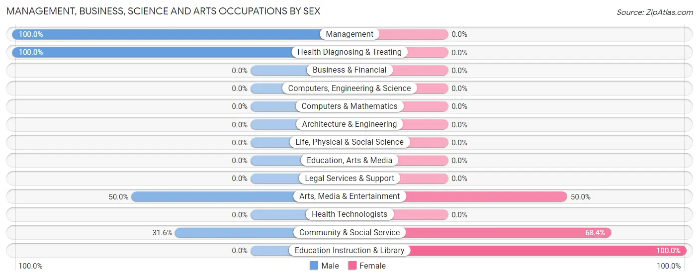 Management, Business, Science and Arts Occupations by Sex in Elmira