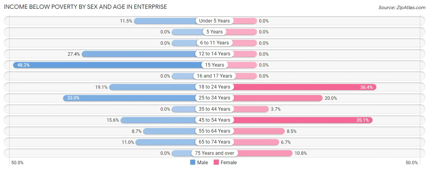 Income Below Poverty by Sex and Age in Enterprise