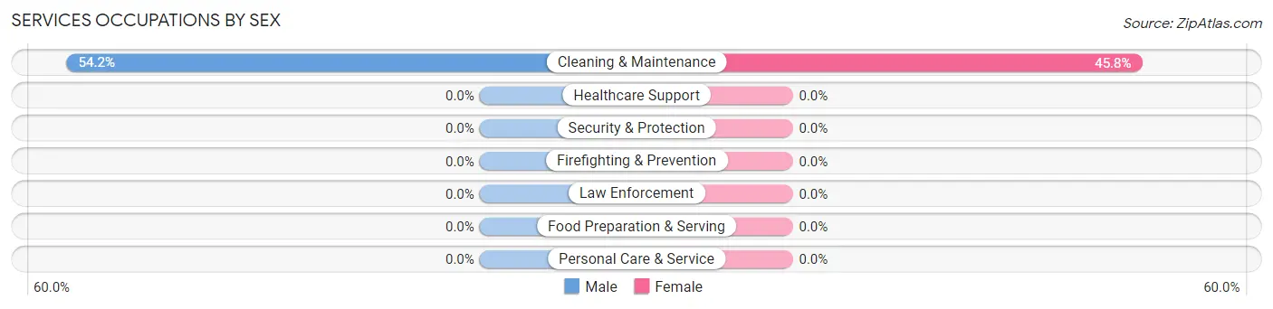 Services Occupations by Sex in Gaston