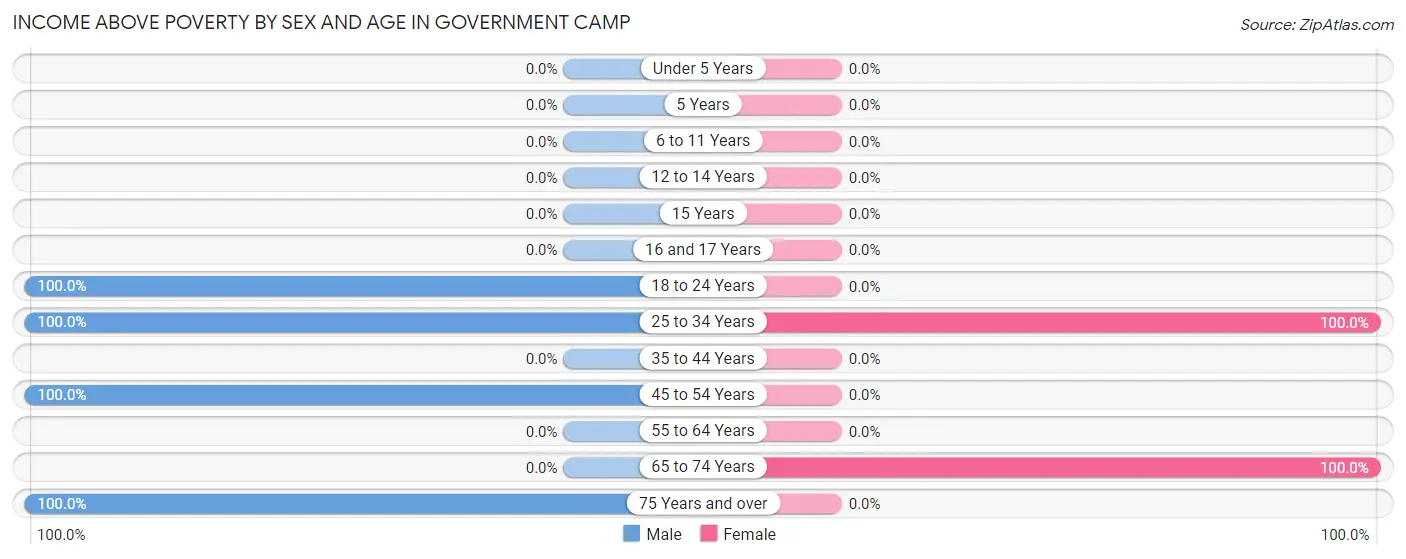 Income Above Poverty by Sex and Age in Government Camp