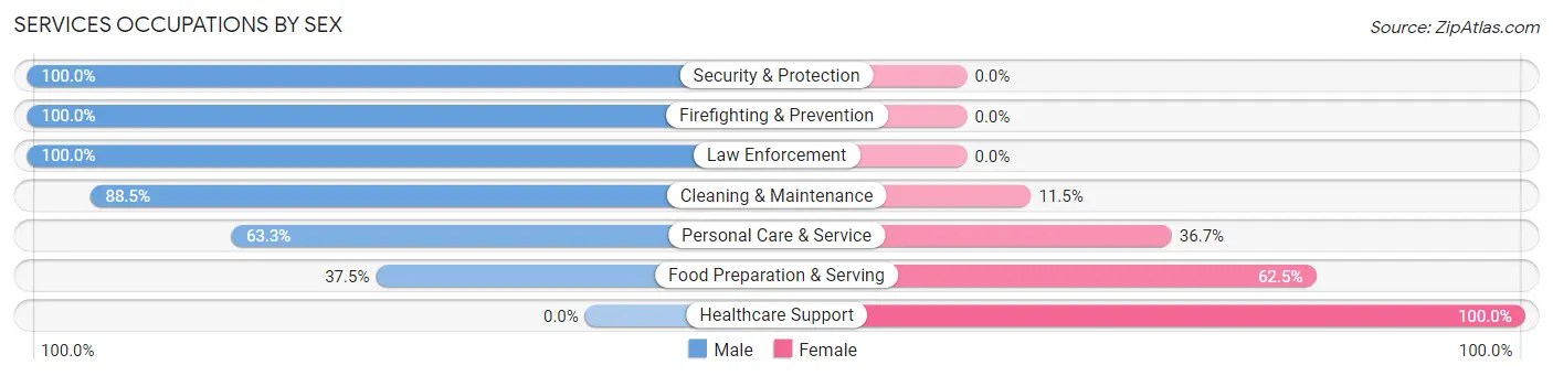 Services Occupations by Sex in Green