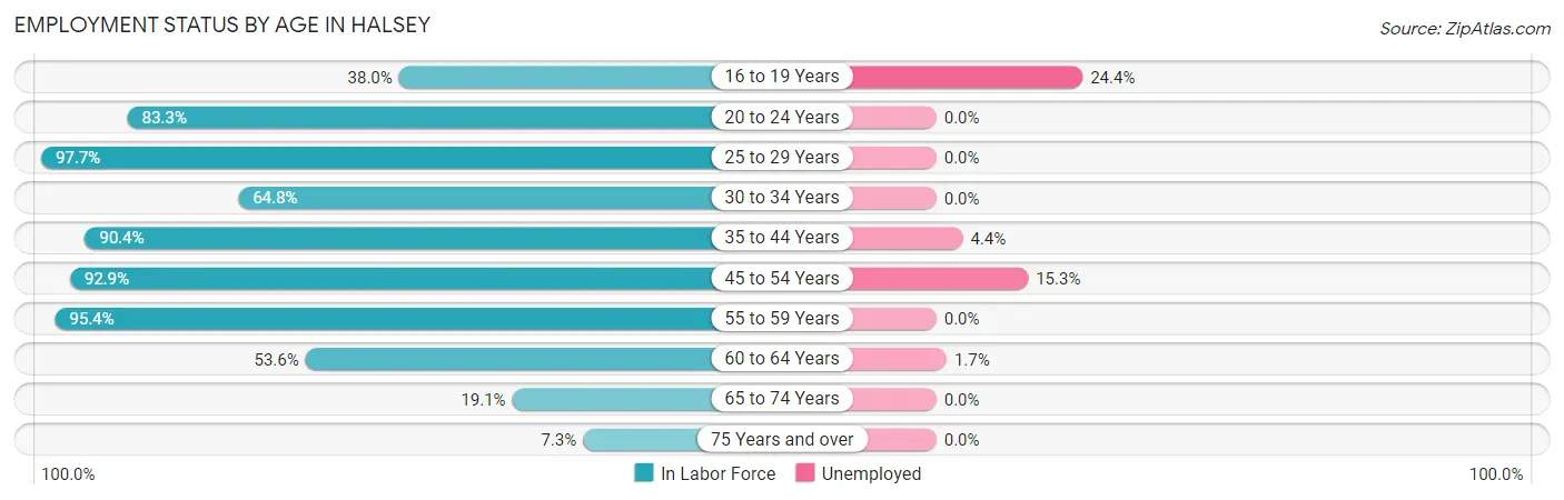 Employment Status by Age in Halsey