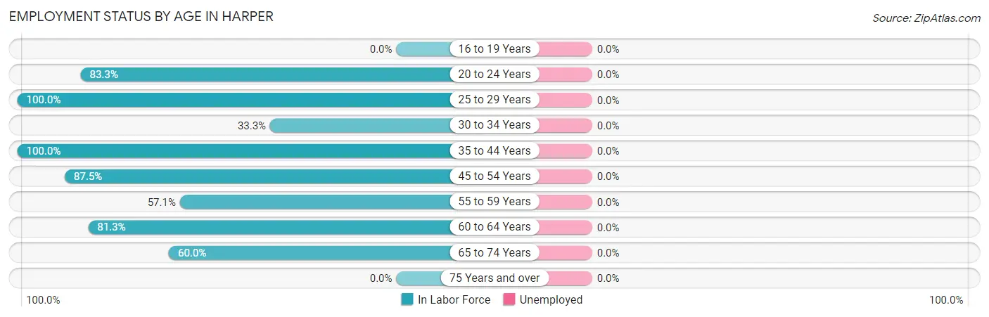 Employment Status by Age in Harper