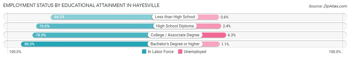 Employment Status by Educational Attainment in Hayesville