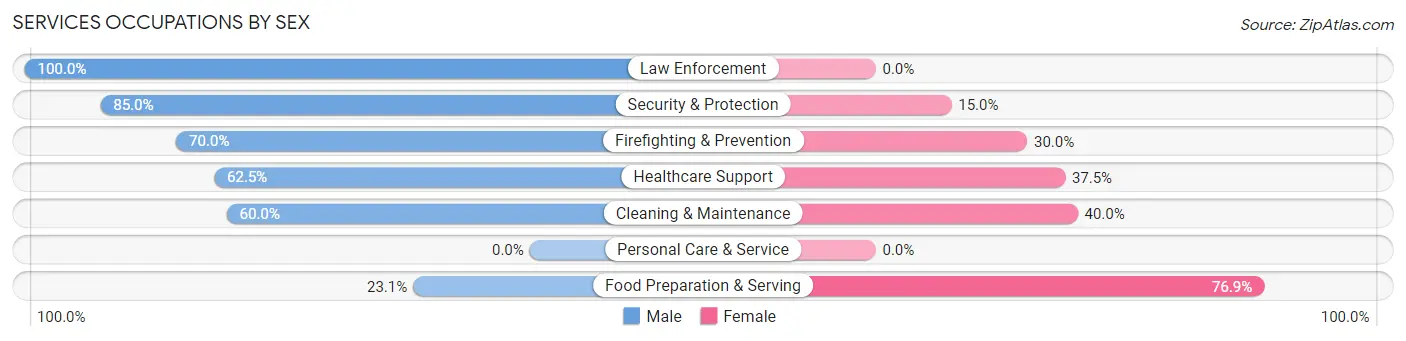 Services Occupations by Sex in Island City