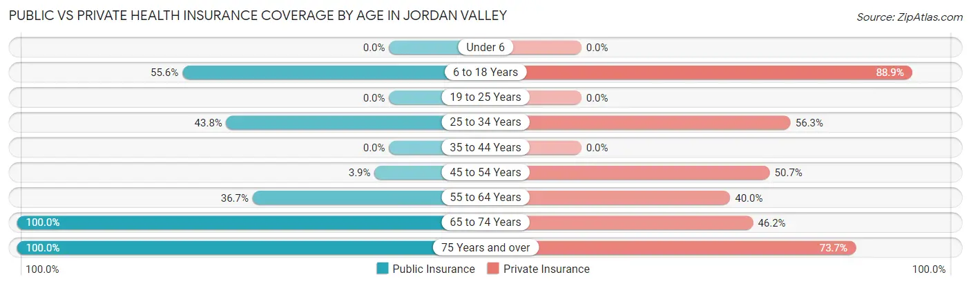 Public vs Private Health Insurance Coverage by Age in Jordan Valley
