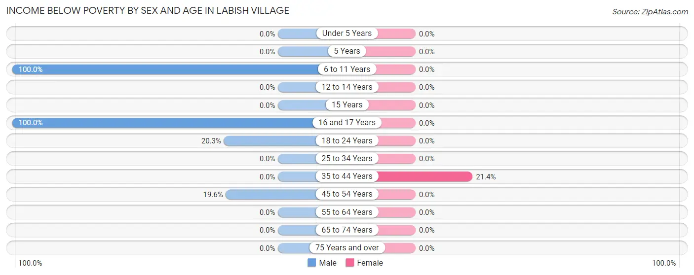 Income Below Poverty by Sex and Age in Labish Village