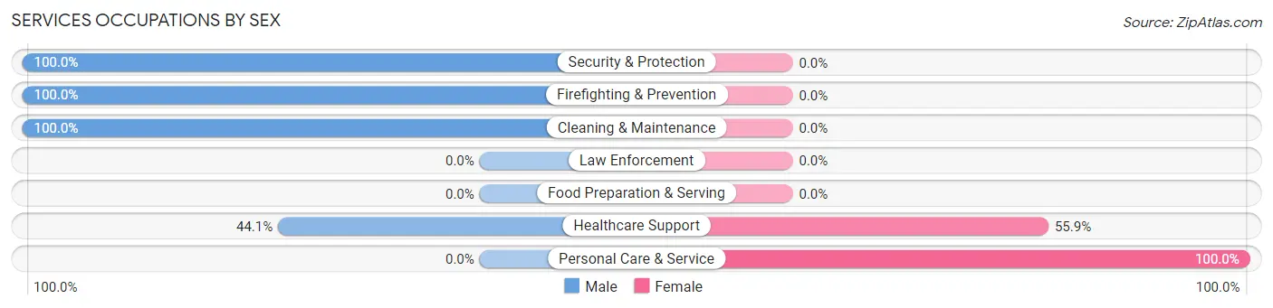 Services Occupations by Sex in Merlin