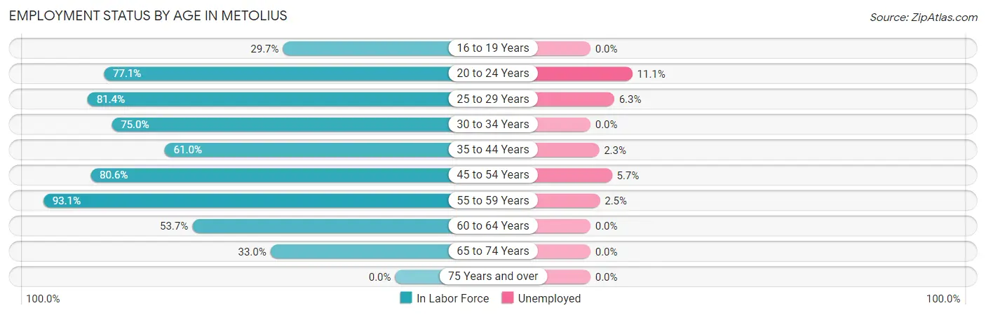 Employment Status by Age in Metolius