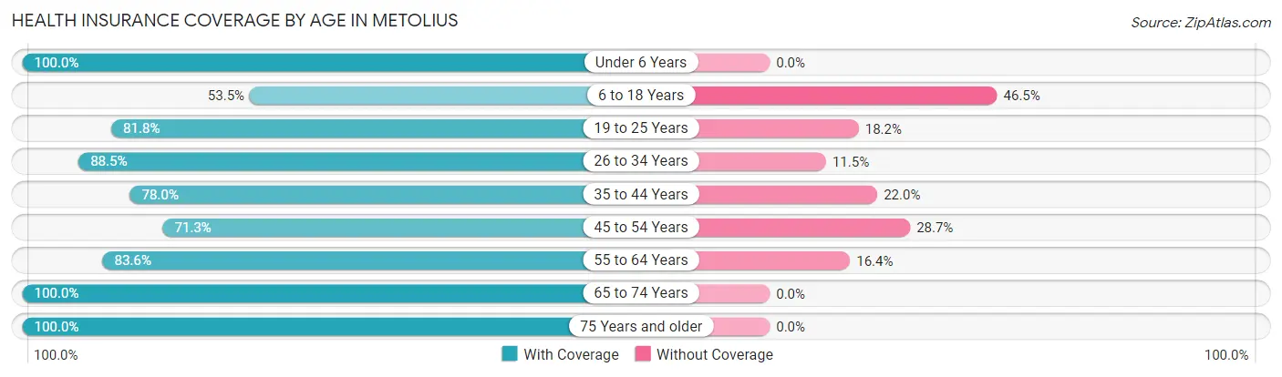 Health Insurance Coverage by Age in Metolius