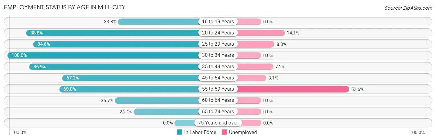 Employment Status by Age in Mill City