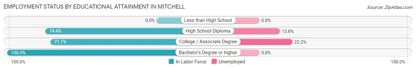 Employment Status by Educational Attainment in Mitchell