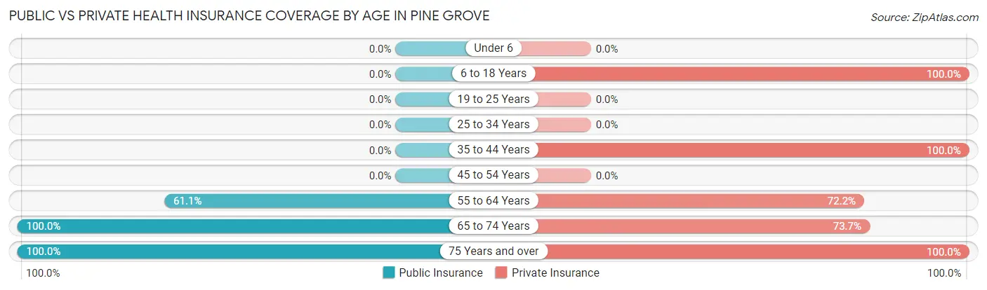 Public vs Private Health Insurance Coverage by Age in Pine Grove