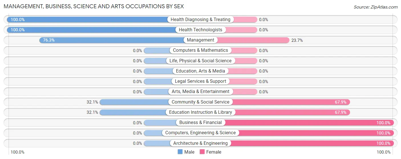 Management, Business, Science and Arts Occupations by Sex in Seventh Mountain