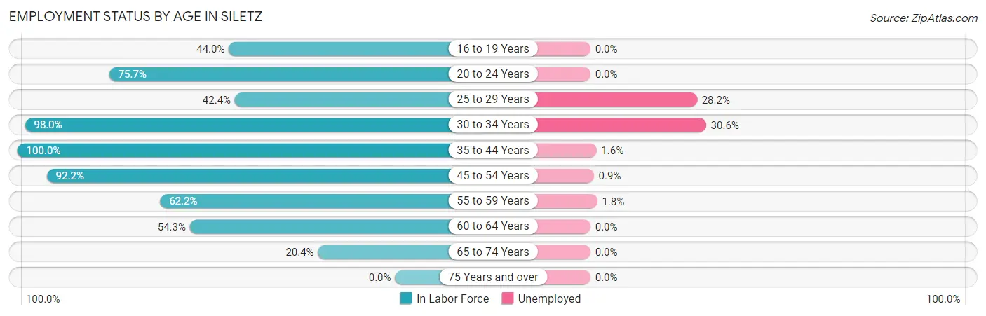 Employment Status by Age in Siletz