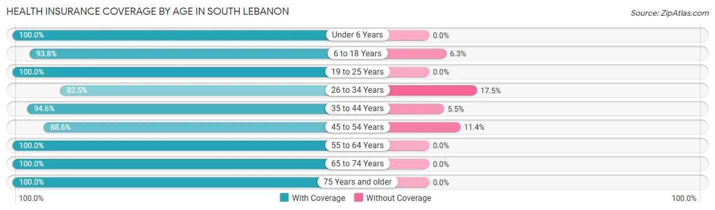 Health Insurance Coverage by Age in South Lebanon