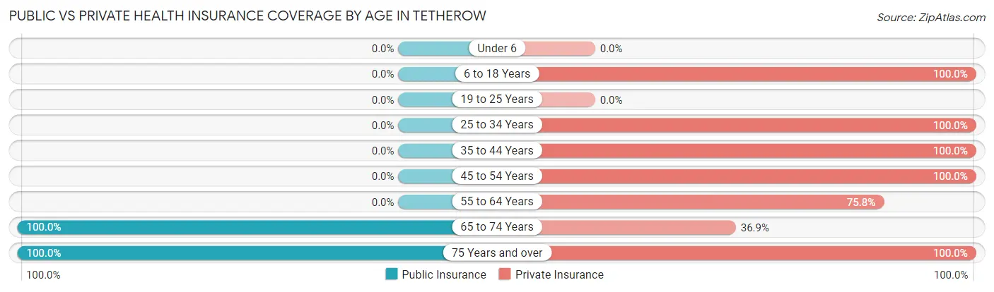 Public vs Private Health Insurance Coverage by Age in Tetherow