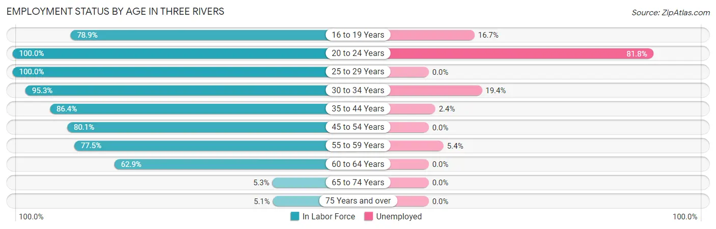 Employment Status by Age in Three Rivers