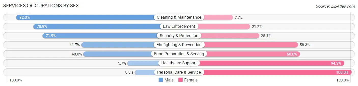 Services Occupations by Sex in Turner