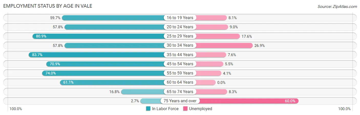 Employment Status by Age in Vale