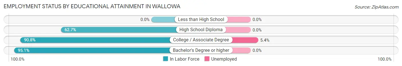 Employment Status by Educational Attainment in Wallowa