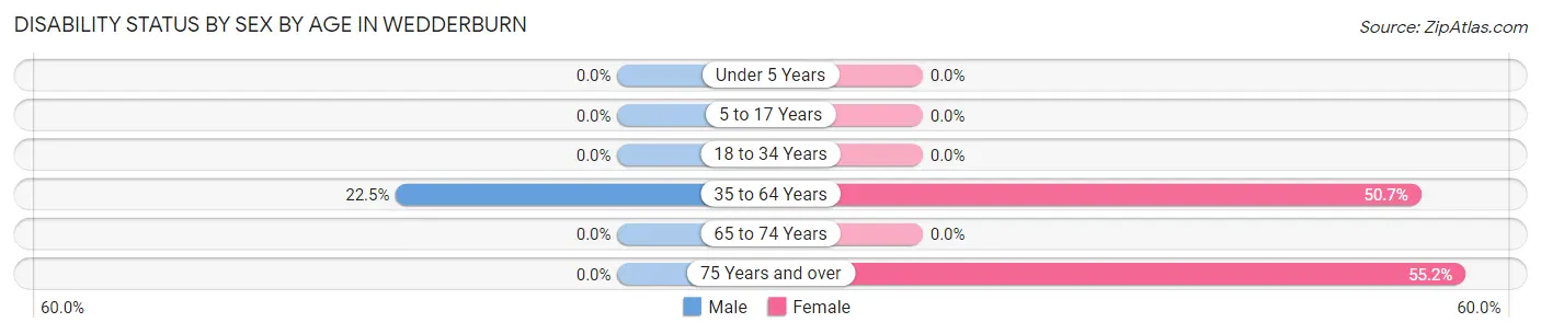 Disability Status by Sex by Age in Wedderburn