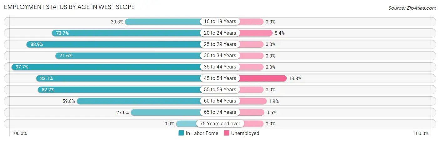 Employment Status by Age in West Slope