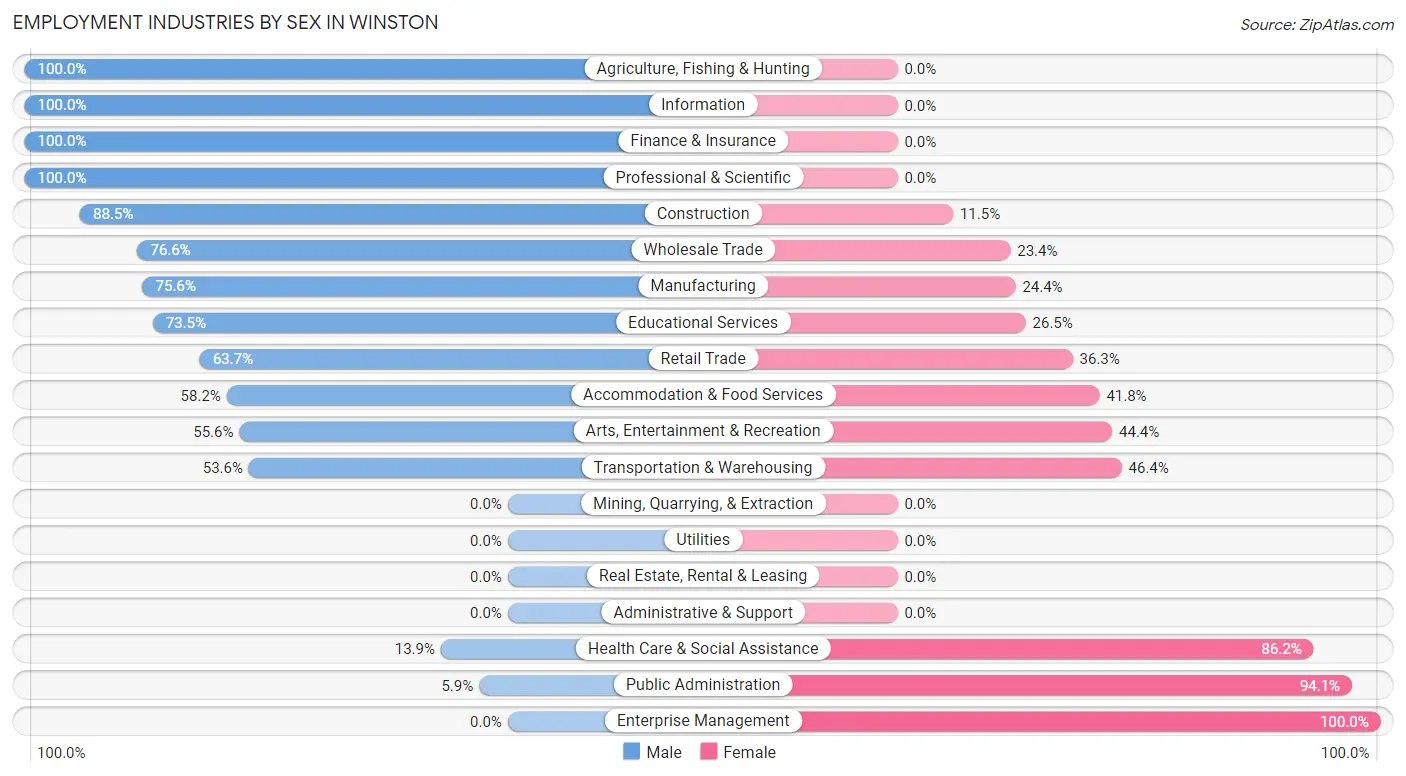 Employment Industries by Sex in Winston