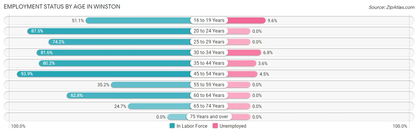 Employment Status by Age in Winston