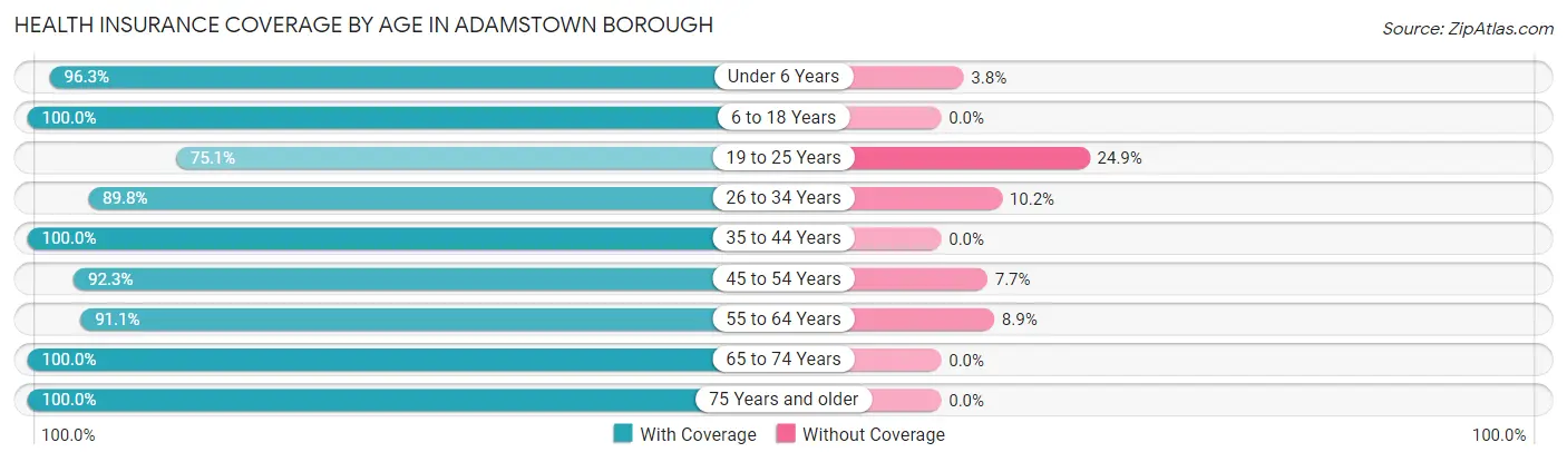 Health Insurance Coverage by Age in Adamstown borough