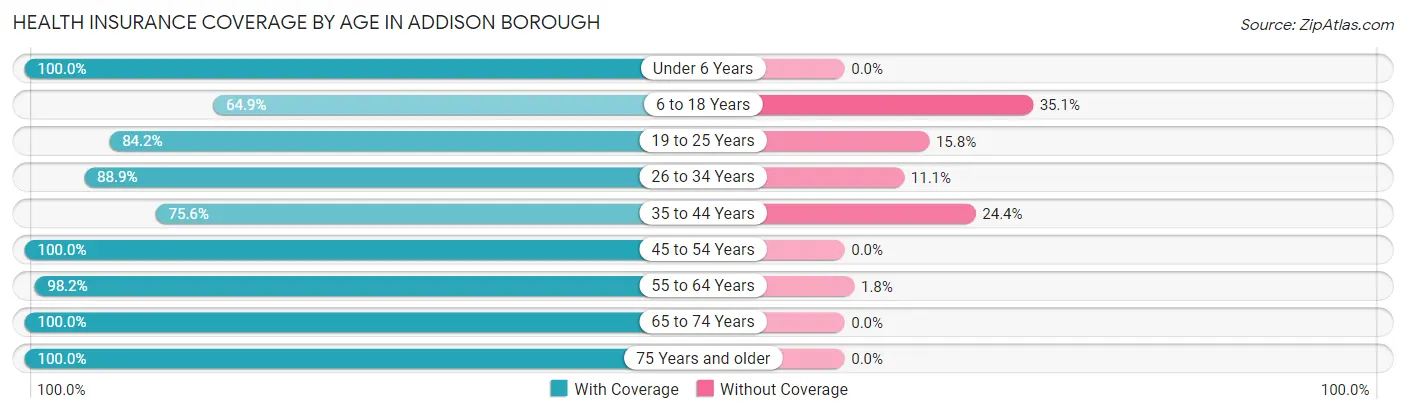 Health Insurance Coverage by Age in Addison borough