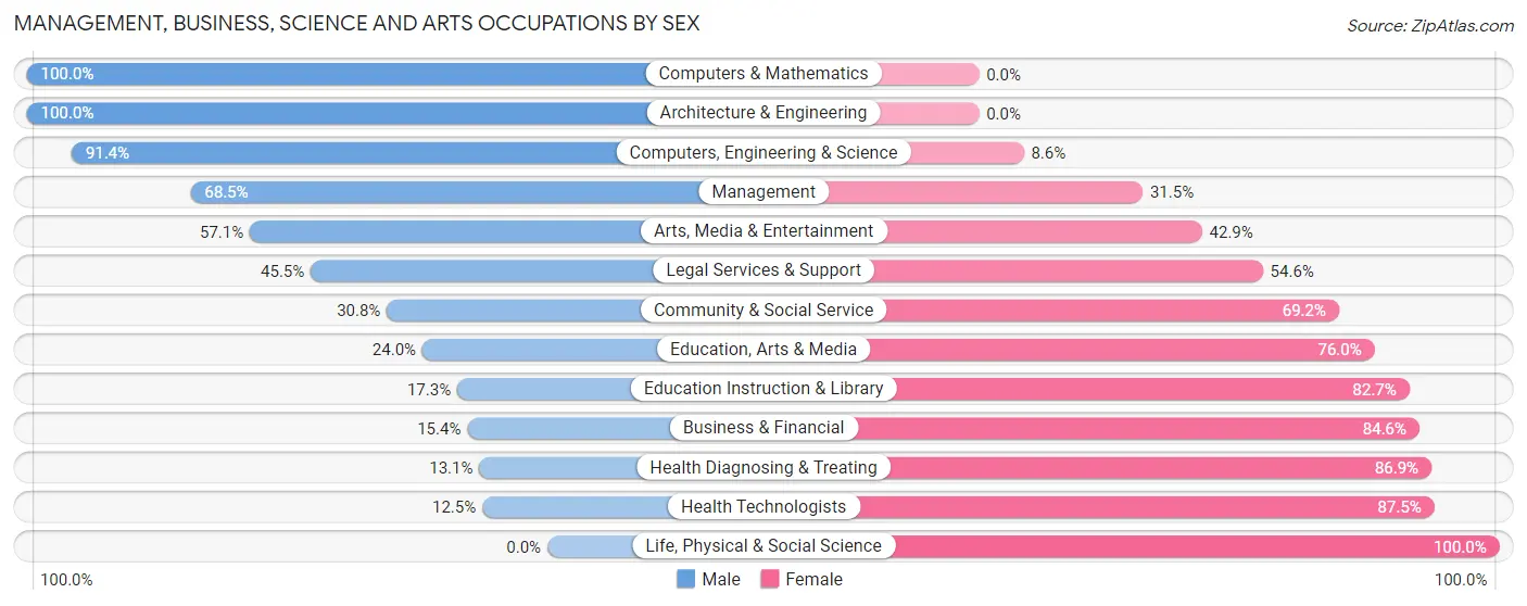 Management, Business, Science and Arts Occupations by Sex in Alburtis borough