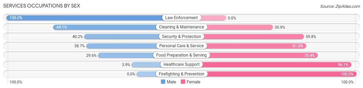 Services Occupations by Sex in Aldan borough