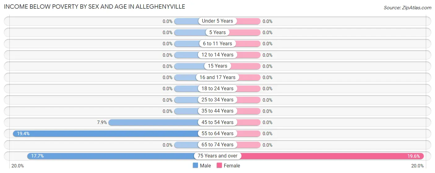 Income Below Poverty by Sex and Age in Alleghenyville