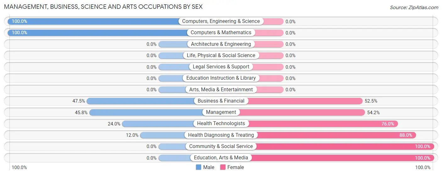 Management, Business, Science and Arts Occupations by Sex in Alleghenyville