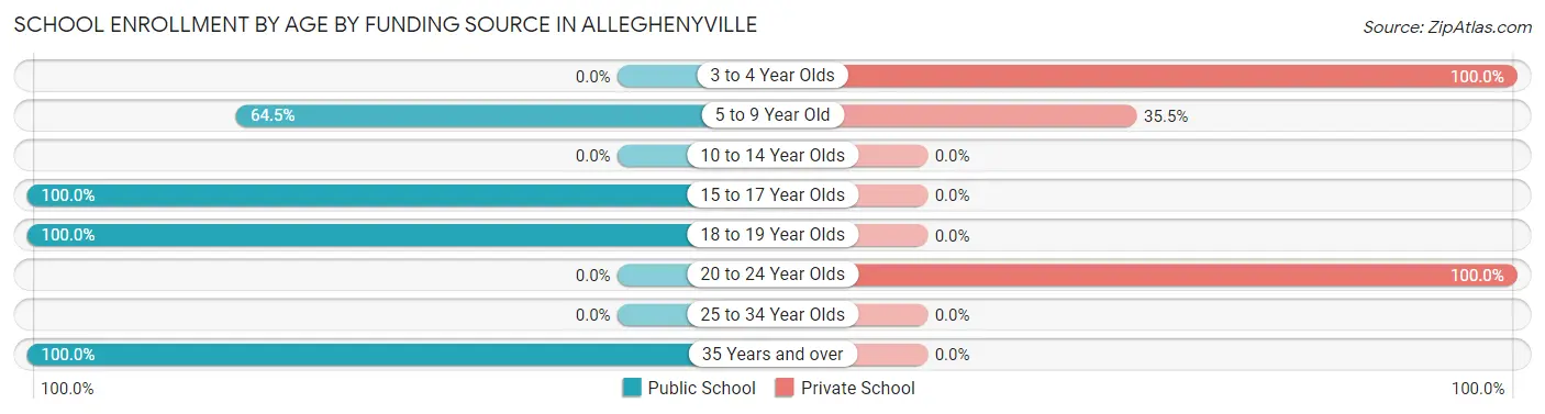 School Enrollment by Age by Funding Source in Alleghenyville