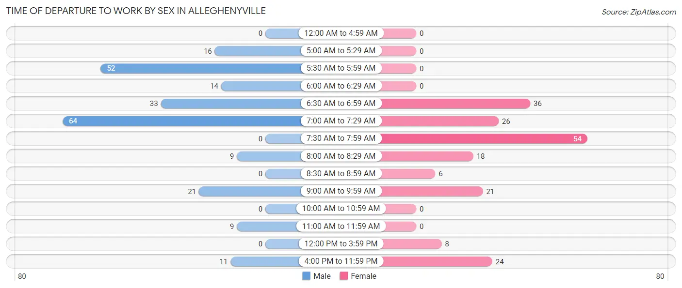 Time of Departure to Work by Sex in Alleghenyville