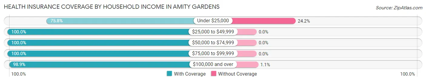 Health Insurance Coverage by Household Income in Amity Gardens