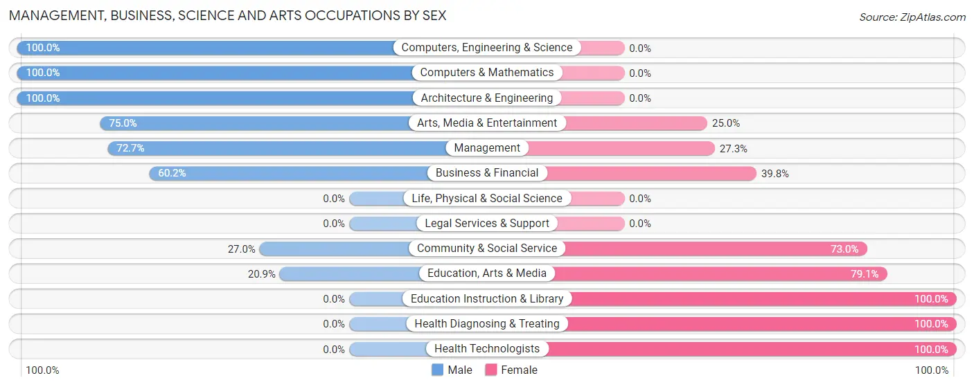 Management, Business, Science and Arts Occupations by Sex in Amity Gardens