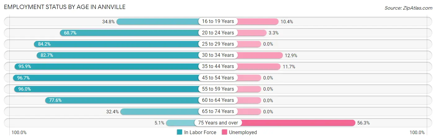 Employment Status by Age in Annville