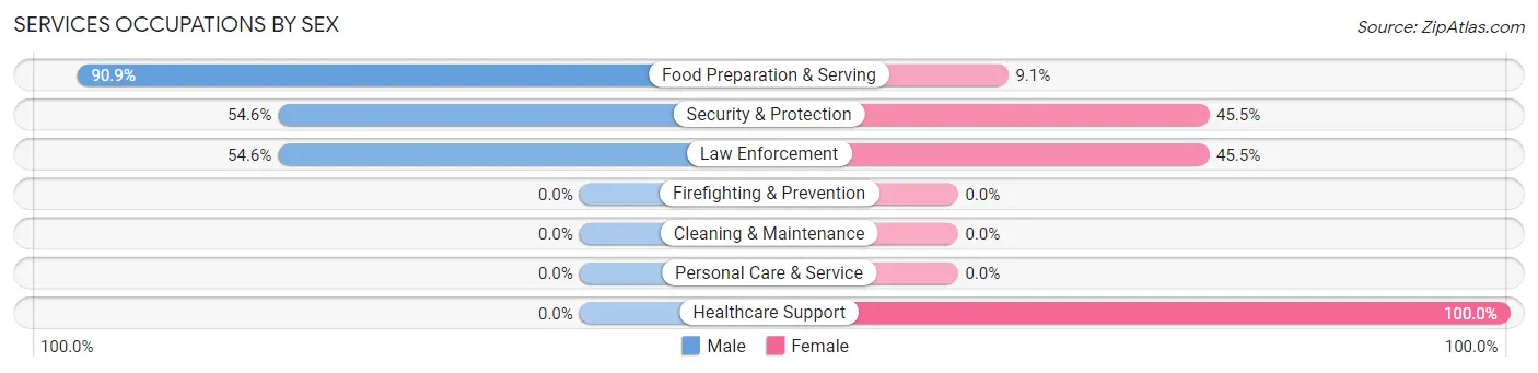 Services Occupations by Sex in Ashland borough