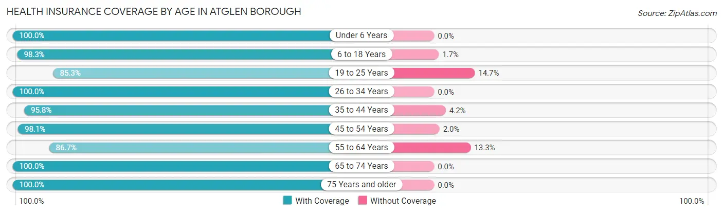 Health Insurance Coverage by Age in Atglen borough