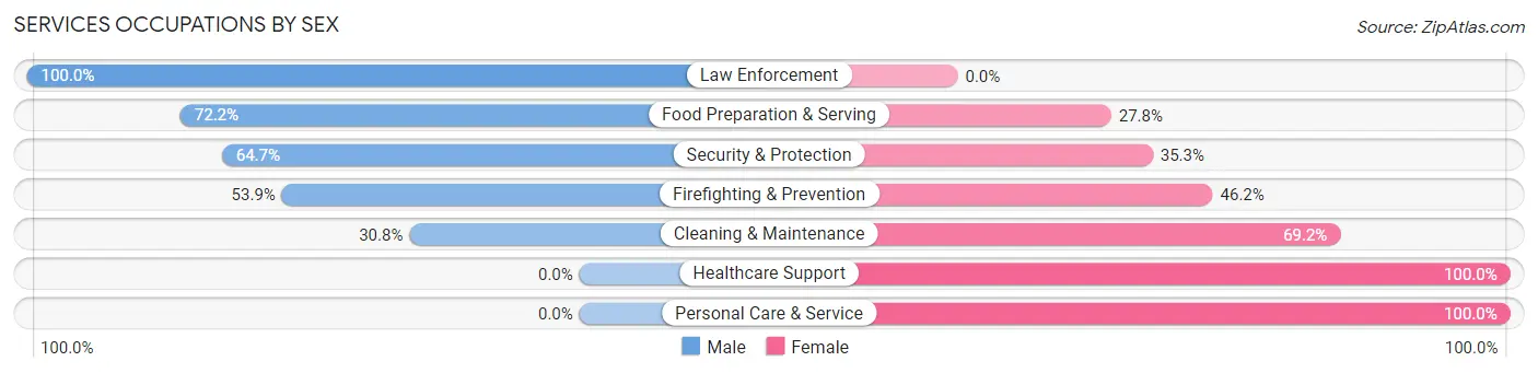 Services Occupations by Sex in Atglen borough