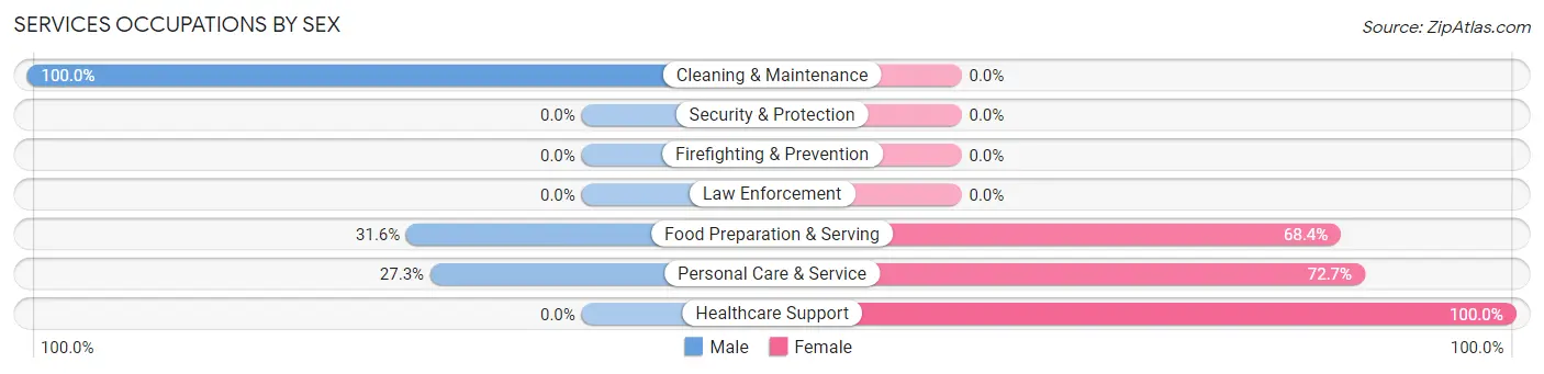 Services Occupations by Sex in Auburn borough